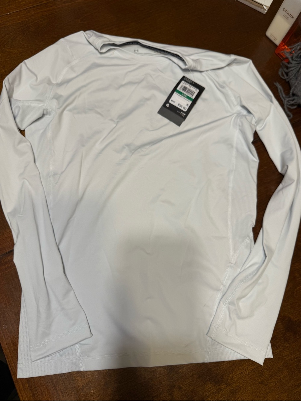 NEW Under Armour HeatGear Men's Compression Long Sleeve Light Grey Large